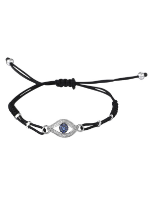 Diamond Evil Eye Cord Bracelet