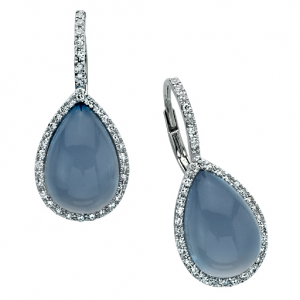 Chalcedony Egg Drop Diamond Earrings