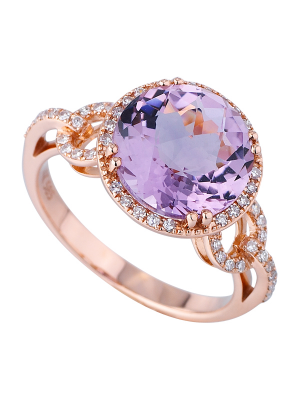 Pink Amethyst, Diamond Ring